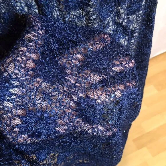 Julian Taylor Short Sleeve Sequin Lace Fit And Flare Dress - Picture 8 of 15